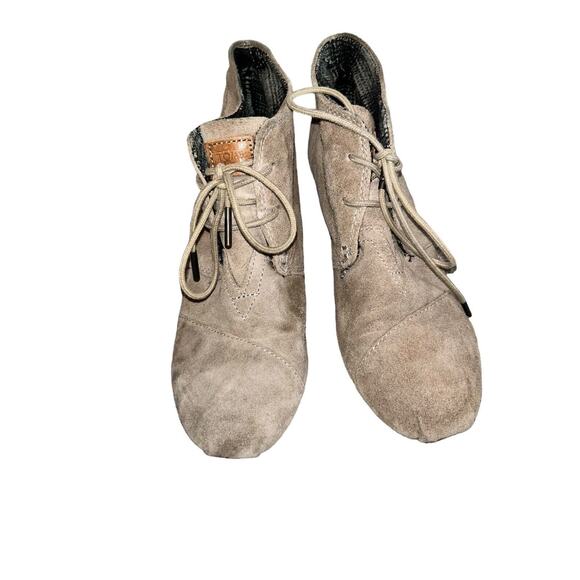 Toms‎ Desert Wedge Booties Women’s Size 7.5 Brown Suede - Picture 2 of 11